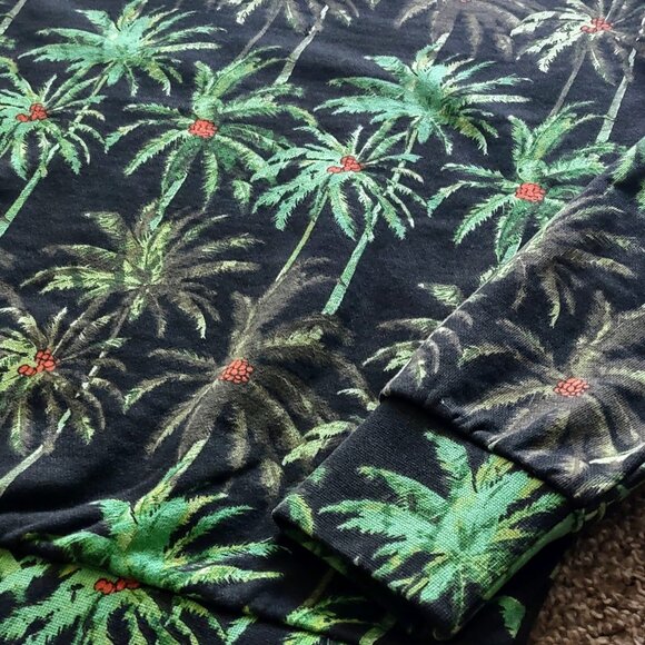 Scotch & Soda All Over Palm Tree Print French Terry Pullover Green Hoodie (M) - Picture 15 of 16
